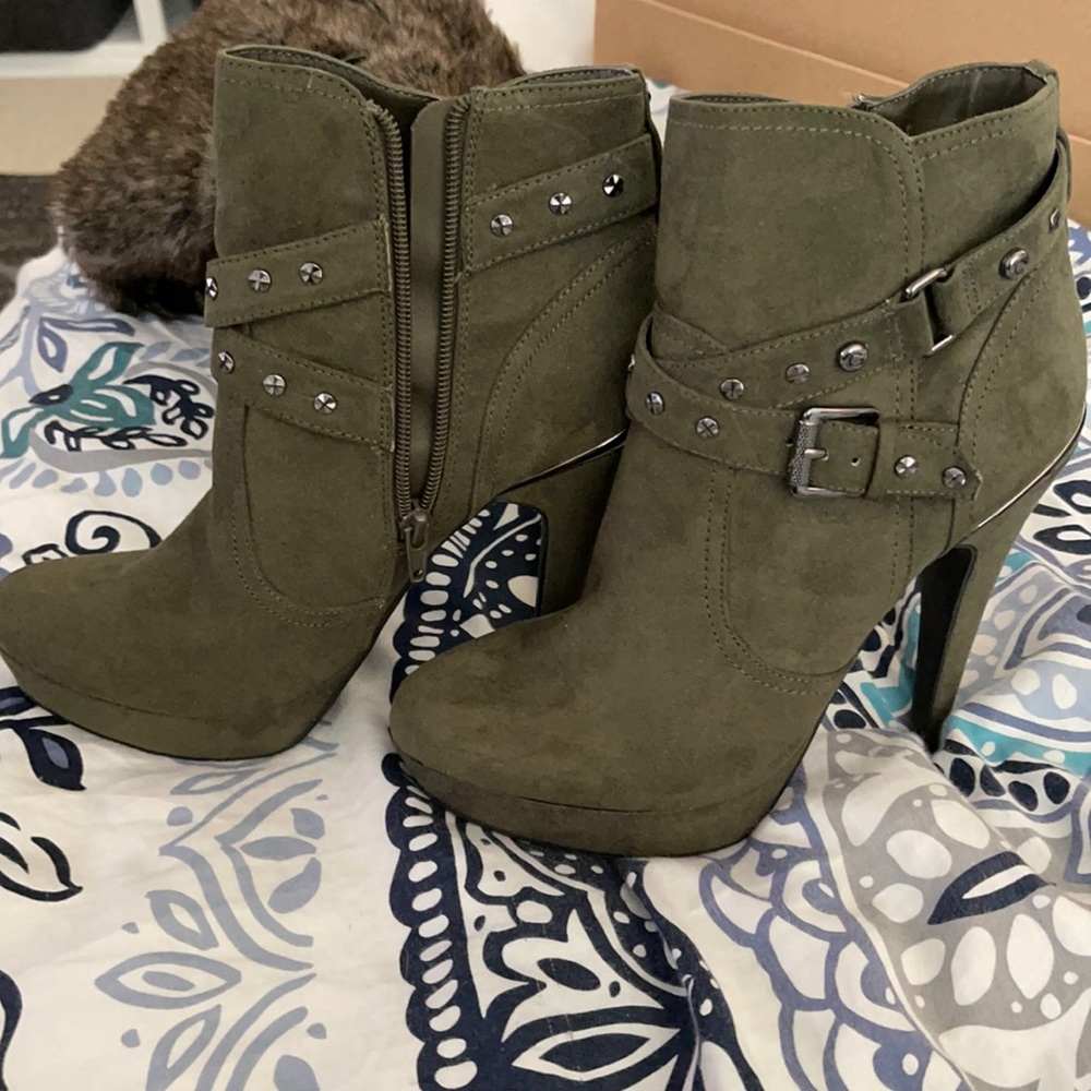Green studded booties